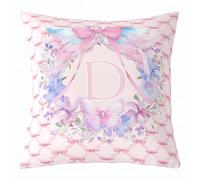 richhome Cute Pink Bow Throw Pillow Covers 1 Pcs Personalized Initial D Cushion Case Flowers Butterfly Decor Pillowcase Indoor Outdoor Super Soft 45x45cm