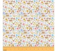 richhome Cute Pink Floral Fabric by The Yard Deer Soft Flannel Fabric for Upholstery Sofa Chair Cushion Boho Flower Decor for DIY Projects, Home Decorations, L460xW160cm