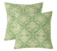 richhome Damask Pattern Throw Pillow Covers 45x45cm Set of 4 Vintage Floral Flower Green Cushion Case for Adults Teens Gothic Bone Skeleton Antique Victorian Baroque Decor Pillowcase Home Decor