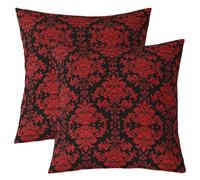 richhome Damask Pattern Throw Pillow Covers 50x50cm Set of 4 Vintage Floral Flower Black Red Cushion Case for Adults Teens Gothic Bone Skeleton Antique Victorian Baroque Decor Pillowcase Home Decor