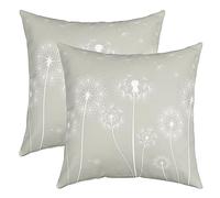 richhome Dandelion Throw Pillow Covers Watercolor White Wild Flowers Decor Cushion Covers for Kids Teens Adults Rustic Style Botanical Floral Cushion Cases for Office Couch 20x20 Inch Set of 2 Gray