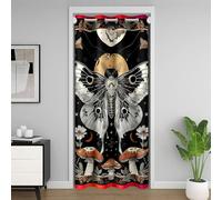 richhome Death Moth Door Curtain for Doorway Privacy Halloween Decorations Closet Cover for Bedroom Living Room Boho Moth Room Divider Curtain 106x203cm Gothic Darkening Blackout Mushroom Home Decor