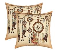 richhome Dream Catcher Pillow Covers,Vintage Tribal Feather Cushion Covers 24"x24" for Car RV Camper Office,Exotic Ethnic Country Pillowcases Pillow Covers Set of 2