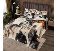 richhome Evil Dragon Bedspread Single Size Kids Western Dragon Coverlet Set for Boys Girls Teens Fantasy Theme Castle Quilted Coverlet Breathable Magic Quilted Room Decor
