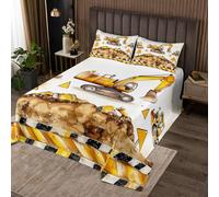 richhome Excavator Bedspread Double Size Kids Cartoon Car Road Coverlet Set Boys Girls Teens Construction Vehicles Quilted Coverlet Breathable Equipment Trucks Quilted Tractor