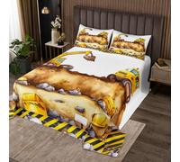 richhome Excavator Bedspread Single Size Kids Construction Vehicles Coverlet Set for Boys Girls Teens Cartoon Car Road Quilted Coverlet Breathable Equipment Trucks Quilted