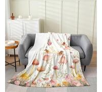 richhome Fairy Plush Throw Blanket Floral Flower Fairies Flannel Blanket Baby 30x40Inch Enchanted Wonderland All Season Butterfly for Couch Bed Sofa Botanical Plants Bedroom Decor