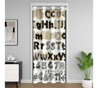 richhome Floral Alphabet Numbers Door Curtain for Doorway Privacy ABC English Letters for Bedroom Graffiti Abstract Themed Room Divider Curtain 132x203cm Boho Darkening Blackout Home Decor