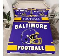 richhome Football Fitted Sheet with 1 Pillowcase Single Size Baltimore Bed Sheets Set 16" Deep Pocket Boys Girls Football City Fans Gift Bedding Teens Bedroom Decor Soft Lightweight Microfiber