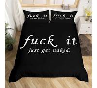 richhome Funny Quotes Bedding Set Single Size gets Bare Comforter Cover Set couple in love man woman romantic Duvet Cover Set black and white creative words 2pcs