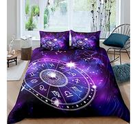 richhome Galaxy Duvet Cover Single Size,Dark Purple Nebula Galaxy Bedding Set 2pcs for Kids Teens,Sagittarius Constellation Comforter Cover,Archery Zodiac Soft Quilt Cover Bedroom Decor