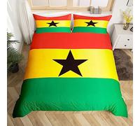 richhome Ghana Flag Kids Duvet Cover Set King Size,West African Caribbean Country Flag Bedding Set,Teens Adults Room Decor,Geometric Stripes Comforter Cover,Red Yellow Green Quilt Cover,2 Pillowcases