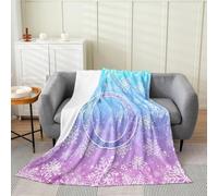 richhome Girls Purple Blue Snowflake Flannel Blanket Plush Fuzzy Letter O Fleece Throw Blanket for Daughter Princess Plush Sofa Throw Christmas Winter Snow 40x50Inch Glitter for Bed Couch Chair