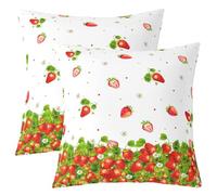 richhome Girls Strawberry Throw Pillow Covers 45x45cm Set of 4 Kawaii Sweet Cushion Case for Kids Boys Tropical Fresh Fruit Print Pattern Decor Pillowcase Home Decor