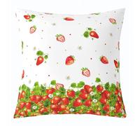 richhome Girls Strawberry Throw Pillow Covers 55x55cm 1Pcs Kawaii Sweet Cushion Case for Kids Boys Tropical Fresh Fruit Print Pattern Decor Pillowcase Home Decor