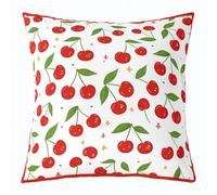 richhome Girls Sweet Cherry Throw Pillow Covers 45x45cm 1Pcs Leaves Cushion Case for Kids Boys Tropical Fresh Fruit Print Pattern Decor Pillowcase Home Decor