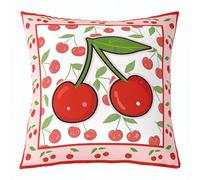 richhome Girls Sweet Cherry Throw Pillow Covers 55x55cm 1Pcs Green Leaves Cushion Case for Kids Boys Tropical Fresh Fruit Print Pattern Decor Pillowcase Home Decor