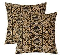 richhome Gold Black Damask Throw Pillow Covers 40x40cm Set of 4 Soft for Kids Boys Girls Gothic Death Moth Decor Pillowcases Vintage Floral Jacquard Bohemia Boho Exotic Texture Cushion Case Room Decor