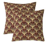richhome Gold Ginkgo Leaf Cushion Case Kids Damask Jacquard Throw Pillow Covers 60x60cm Soft Vintage Floral Bohemia Boho Texture Exotic Decor Pillowcases for Women Men Room Decor