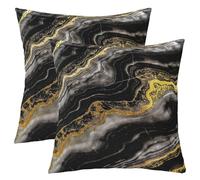 richhome Golden Black Marble Throw Pillow Covers Set of 1 40x40cm Modern Aesthetic Reversible Cushion Case Boys Girls Retro Watercolor Artwork Pillowcases for Sofa Couch Bed Abstract Texture