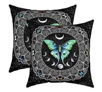 richhome Gothic Style Throw Pillow Cover Set of 2 Colorful Butterfly Moon Galaxy Room Decor Pillow Cover Mysterious Animal Gifts Exotic Design Throw Pillow Cover for Outdoors Chair Car,20"X20"