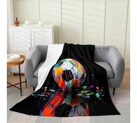 richhome Graffiti Soccer Fleece Throw Blanket Soccer Lover Gift Flannel Blanket Plush Fuzzy Hippie Graffiti Style for Bed Couch Chair Living Room Colorful Modern Double 60x79Inch Bedroom Decor