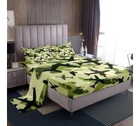 richhome Green Aircraft Bed Sheets Set King Size Kids Airplane Flying Fitted Sheet with Deep Pocket Boys Girls Military Army Bedding Set Breathable Helicopter Flying Plane Bedroom Decor Bedclothes