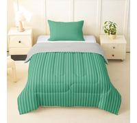 richhome Green Stripes Duvet Set Single Size Geometric Bedding Set for Kids Boys Girls Modern Striped Art Duvet Quilt Luxury Bedroom Decor Microfiber 2 Pcs with 1 Pillow Cases