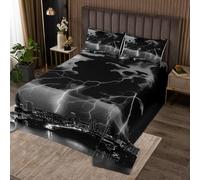 richhome Grey Thunder Lightning Coverlet Set Single Size Kids Cool Flashing Lightning Quilted Coverlet for Boys Girls Teens Natural Weather Sky Cloud Storm Abstract Bedspread Room Decor