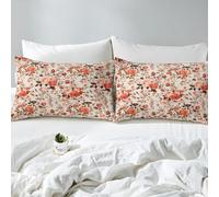 richhome Groovy Flower Bed Sheets Set Single Size Retro Floral Boho Bed Set 70S Hippie Flowers Bohemian Deep Pocket Fitted Sheet Psychedelic Floral Breathable Soft Lightweight Microfiber Orange Pink