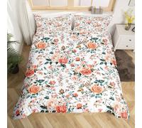 richhome Groovy Flower Duvet Cover King Size Retro Floral Boho Bedding Set Breathable Soft 70S Hippie Groovy Flowers Bohemian Comforter Cover 3Pcs Psychedelic Floral Bedroom DecorWhite Orange