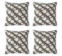 richhome Groovy Flower Throw Pillow Covers Set of 4 Retro Floral Boho Decorative Pillowcase 70S Hippie Flowers Bohemian Cushion Covers for Sofa Couch Bed Floral Cushion Case Black Gray 40x40cm