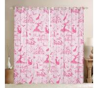 richhome Halloween Curtains for Bedroom Living Room Pumpkin Lantern Blackout Darkening Drapes Horror Cemetery Ghost Window Treatments, 2 Panels W46*L72 Black Cat Room Decor Pink All Saints' Day