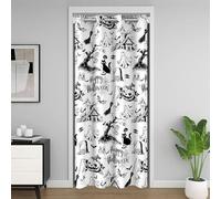 richhome Halloween Door Curtain for Doorway Privacy Pumpkin Lantern Closet Cover Horror Cemetery Ghost Room Divider Curtain 150x203cm Black Cat Bedroom Black White All Saints' Day Window Treatments
