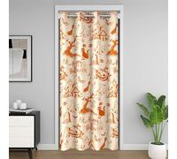 richhome Halloween Door Curtain for Doorway Window 150x203cm Pumpkin Lantern Thermal Insulated Temporary Room Dividers Horror Cemetery Ghost Closet Cover Black Cat Bedroom Orange All Saints' Day