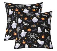 richhome Halloween Ghost Throw Pillow Covers Set of 2 60x60cm Bat Spider Web Cobweb Square Cushion Covers All Saints' Day Pillow Case Pumpkin Lantern Cushion Case for Couch Sofa Black Bedroom Decor