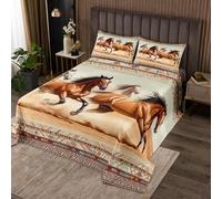 richhome Horse Bedspread Single Size Kids Galloping Horse Coverlet Set for Boys Girls Teens Southwestern Ethnic Tribal Quilted Coverlet Breathable Cute Animal Decor Quilted
