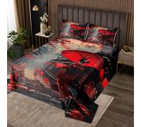richhome Japanese Bedspread Japan Geisha Girls Bedspread for Kids Boys Girls Red Cherry Floral Coverlet Set Vintage Quilted Bedroom Collection 3Pcs King Size
