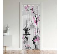 richhome Japanese Door Curtain 150x203cm Japan Fuji Mountain for Living Room Sakura Floral Doorway Curtain Privacy