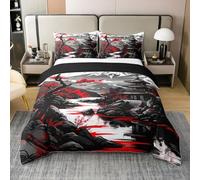 richhome Japanese Style Comforter Cover Single Size Kids Cherry Blossoms Bedding Set for Boys Girls Teens Ukiyoe Fuji Mountain Sunset Traditional Building Artwork Duvet Cover 100% Cotton