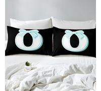 richhome Kawaii Blue Bow Fitted Sheet King Gifts for Women Teen Girl,Bed Sheets Set 16" Deep Pocket Soft Breathable Initial O Bedding with 2 Pillowcases Modern Art Monogrammed Personalized Letter O