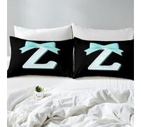 richhome Kawaii Blue Bow Fitted Sheet with 1 Pillowcase Single Gifts for Women Teen Girl,Bed Sheets Set 16" Deep Pocket Initial Z Bedding Modern Art Monogrammed Room Decor Personalized Letter Z Soft