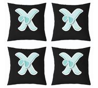 richhome Kawaii Blue Bow Throw Pillow Covers Set of 4 Gifts for Women Girl,Cushion Case Initial X Decor Pillowcase Modern Art Monogrammed Indoor Outdoor Personalized Letter X Super Soft 45x45cm