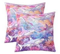 richhome Kids Cute Shark Throw Pillow Covers 45x45cm Soft Ocean Sea Animal Cushion Case for Boys Girls Teens Room Decor Sea Underwater World Marine Mermaid Decor Pillowcases Women Men
