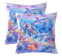 richhome Kids Dolphin Throw Pillow Covers 45x45cm Soft Ocean Animal Cushion Case for Boys Girls Teens Room Decor Jumping Dolphins Sea Underwater World Mermaid Decor Pillowcases Women Men