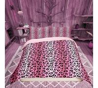 richhome Kids Leopard Bedding Set King Gradient Duvet Cover for Teens Bedroom Decor Animal Print Comforter Cover Set Rose and White Bedspread Cover With 2 Pillow Cases Fashion
