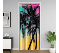 richhome Kids Palm Tree Closet Cover 132x203cm Palm Leaf Door Curtain for Doorway Privacy For Boys Botanical Nature Hawaiian Tropical Island Coastal Room Divider Curtain Cover 30%-50% Blackout Shades