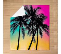 richhome Kids Palm Tree Flannel Blanket Plush Fuzzy Baby 30x40Inch Palm Leaf Fleece Throw Blanket For Boys Girls Teens Botanical Nature Hawaiian Tropical Island Coastal for Bed Couch Chair Living Room