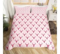 richhome Kids Pink Bull Skull Bedding Set Super King Size Longhorn Skull Duvet Cover For Boys Girls Bedroom Decor Western Aztec Cow Tribal Farmhouse Exotic Vintage Comforter Cover Soft 3Pcs