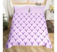 richhome Kids Purple Bull Skull Bedding Set King Size Longhorn Skull Duvet Cover For Boys Girls Bedroom Decor Western Aztec Cow Tribal Farmhouse Exotic Vintage Comforter Cover Soft 3Pcs